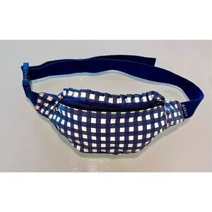 J Crew Fanny Pack Crossbody Sac Blue White Gingham Plaid Cotton Ruffle Edge
